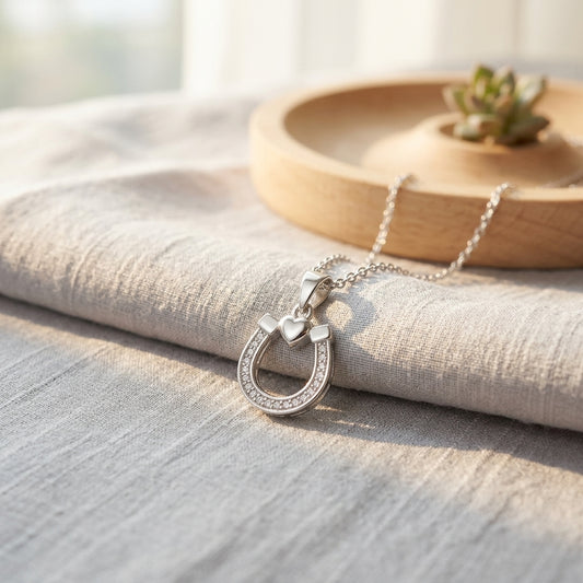 Horseshoe Silver Heart Pendant