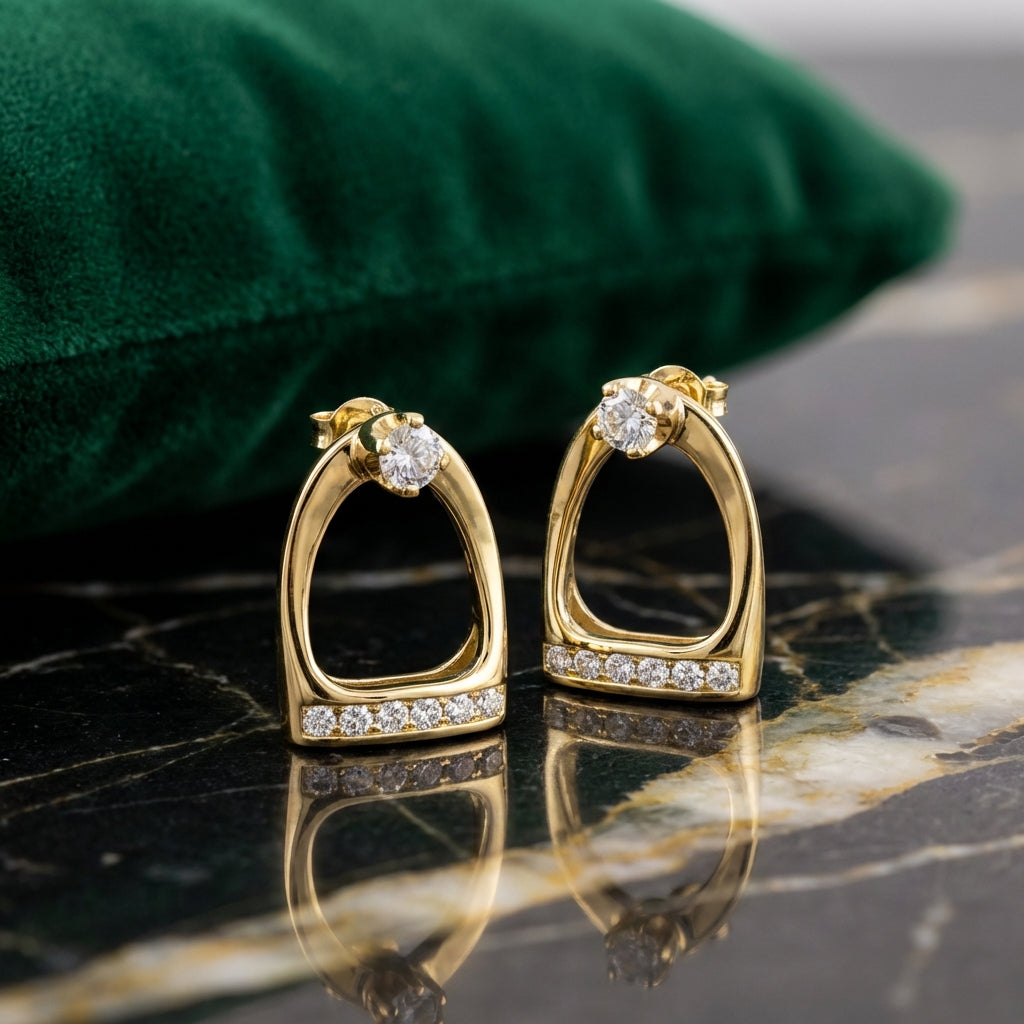Gold Vermeil Sparkle Stirrup Stud Earring