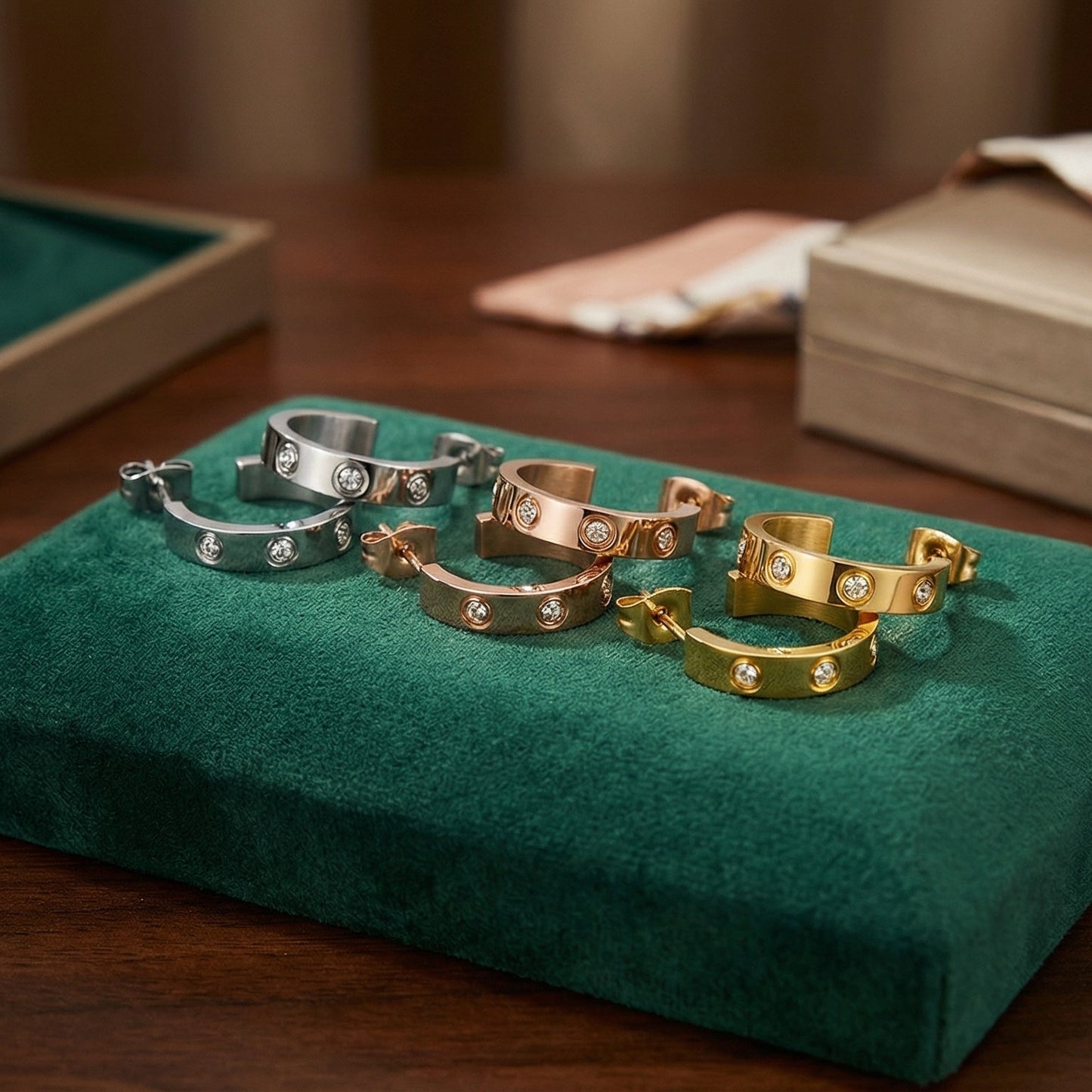 Sparkle Stud Hoop Earrings - PEGASUS JEWELLERY