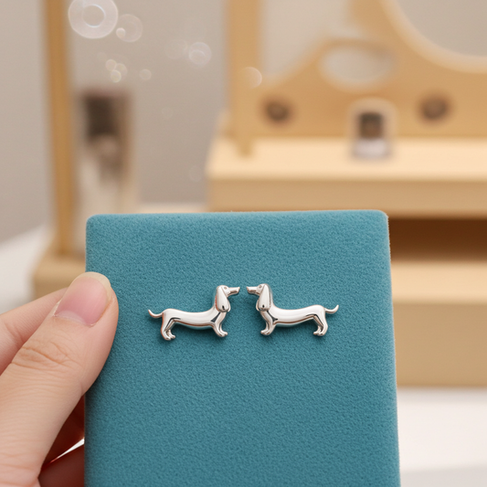 Dachshund Stud Earring- Silver - PEGASUS JEWELLERY