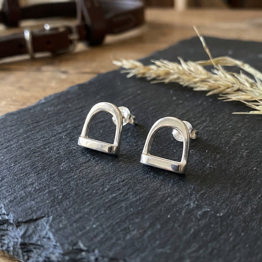 Silver Stirrup Stud Earrings - PEGASUS JEWELLERY