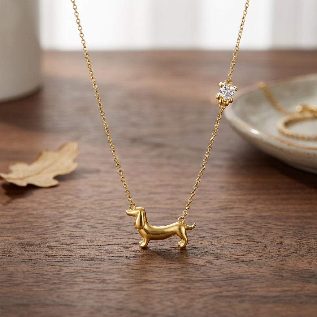 Dachshund Necklace- Gold - PEGASUS JEWELLERY