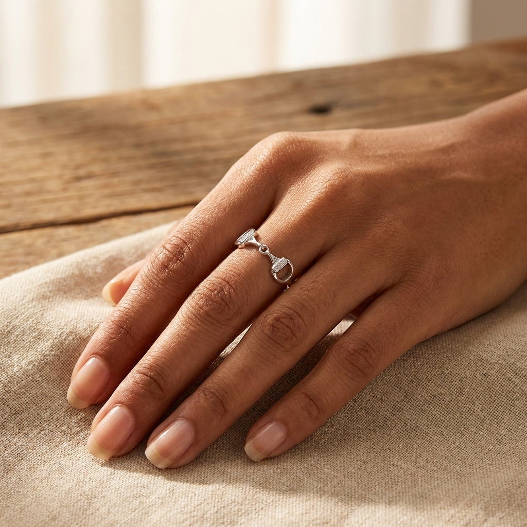 Sparkle Silver Snaffle Ring - PEGASUS JEWELLERY