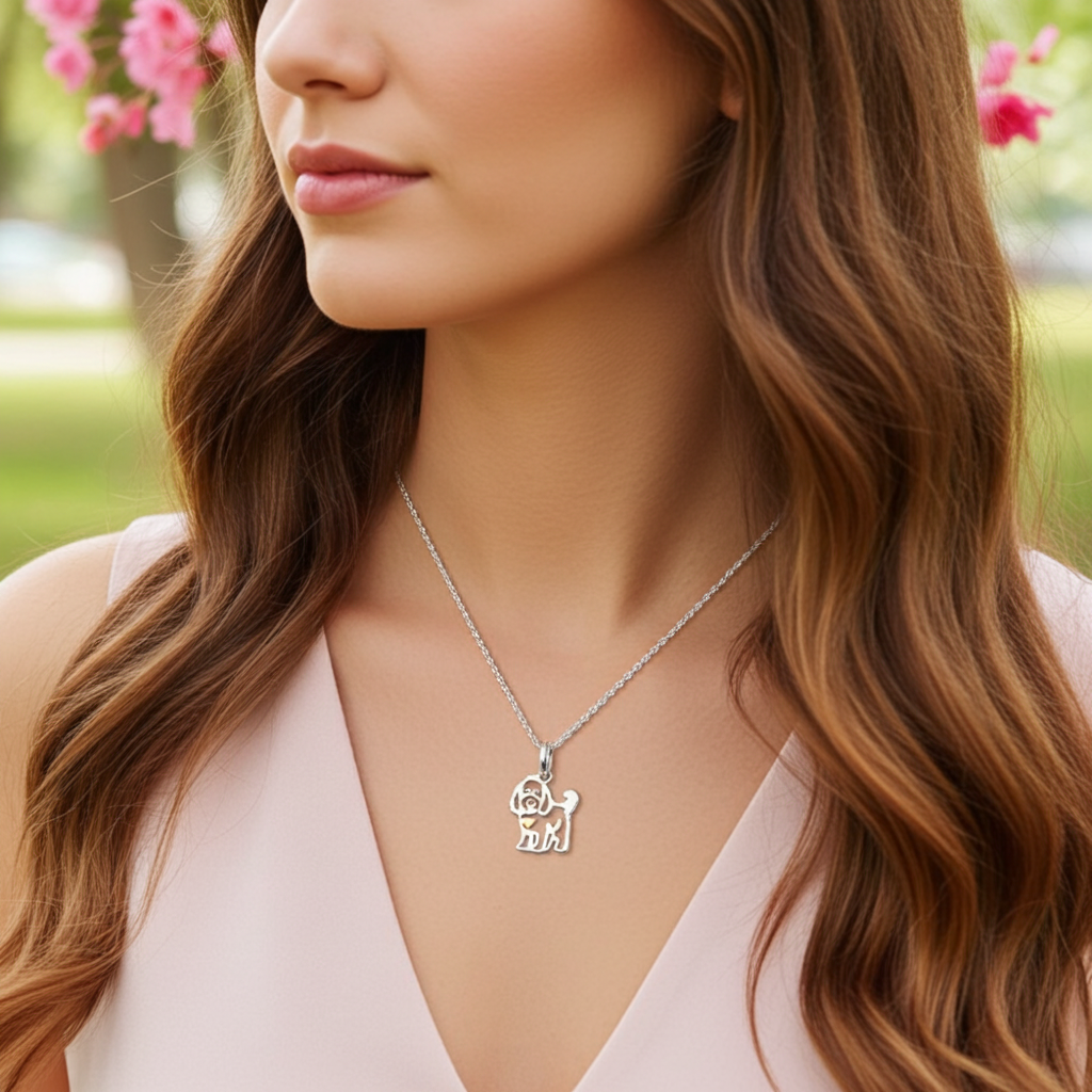 Cockapoo Pendant with Gold Heart