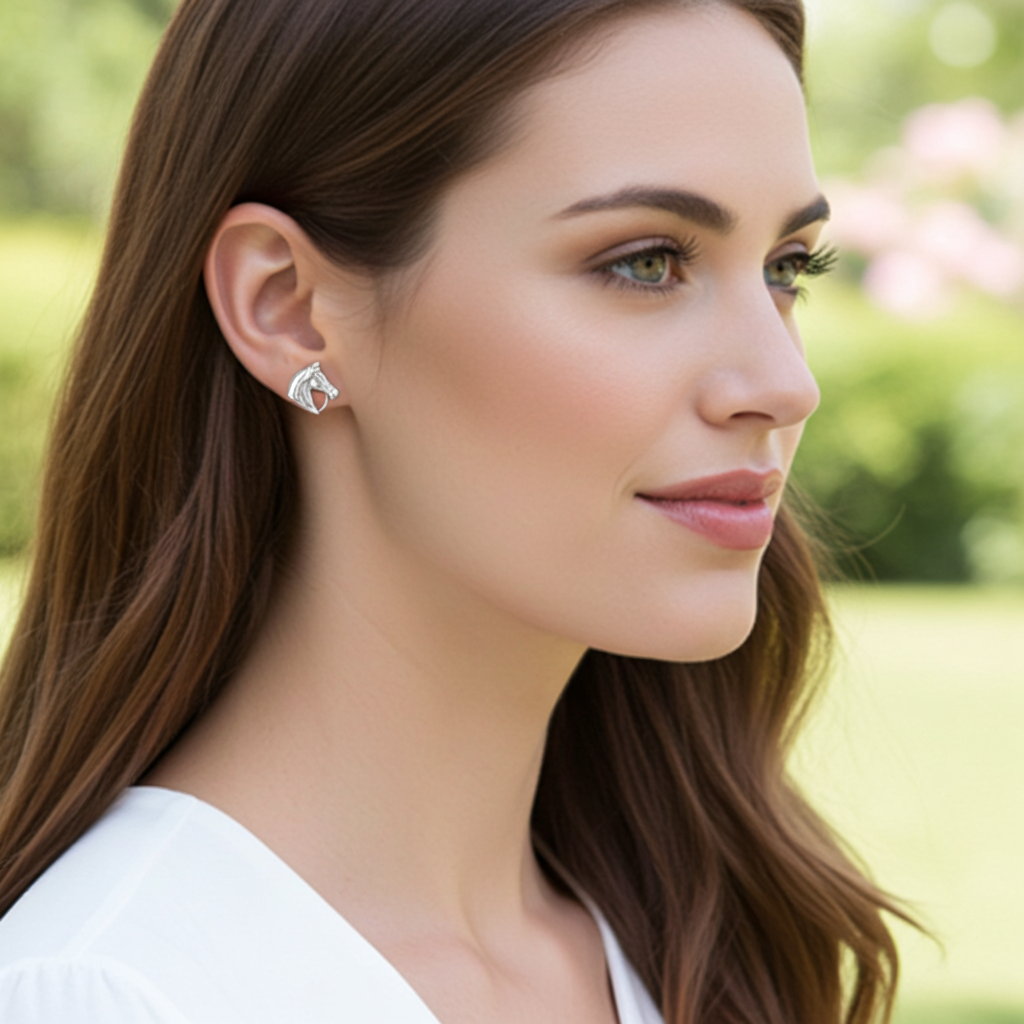 Bridled Horse Silver Earrings - PEGASUS JEWELLERY