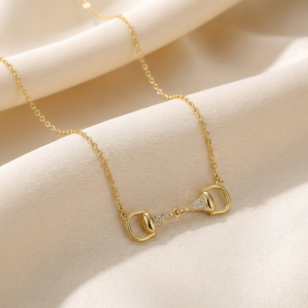 Sparkle Snaffle Necklace- Gold