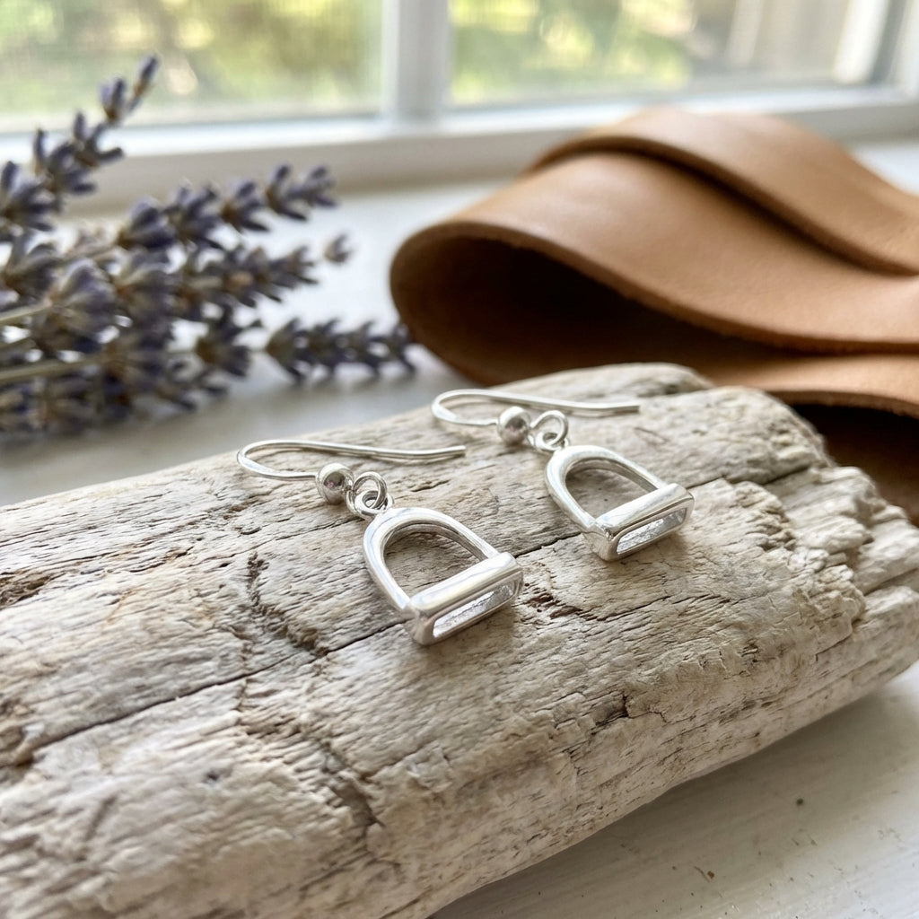 Silver Stirrup Drop Earrings - PEGASUS JEWELLERY