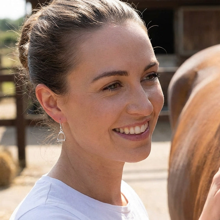 Silver Stirrup Drop Earrings - PEGASUS JEWELLERY