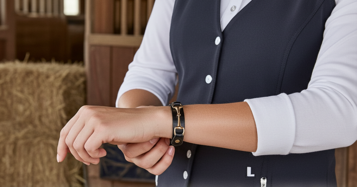 Snaffle Leather Bracelet- Black - PEGASUS JEWELLERY