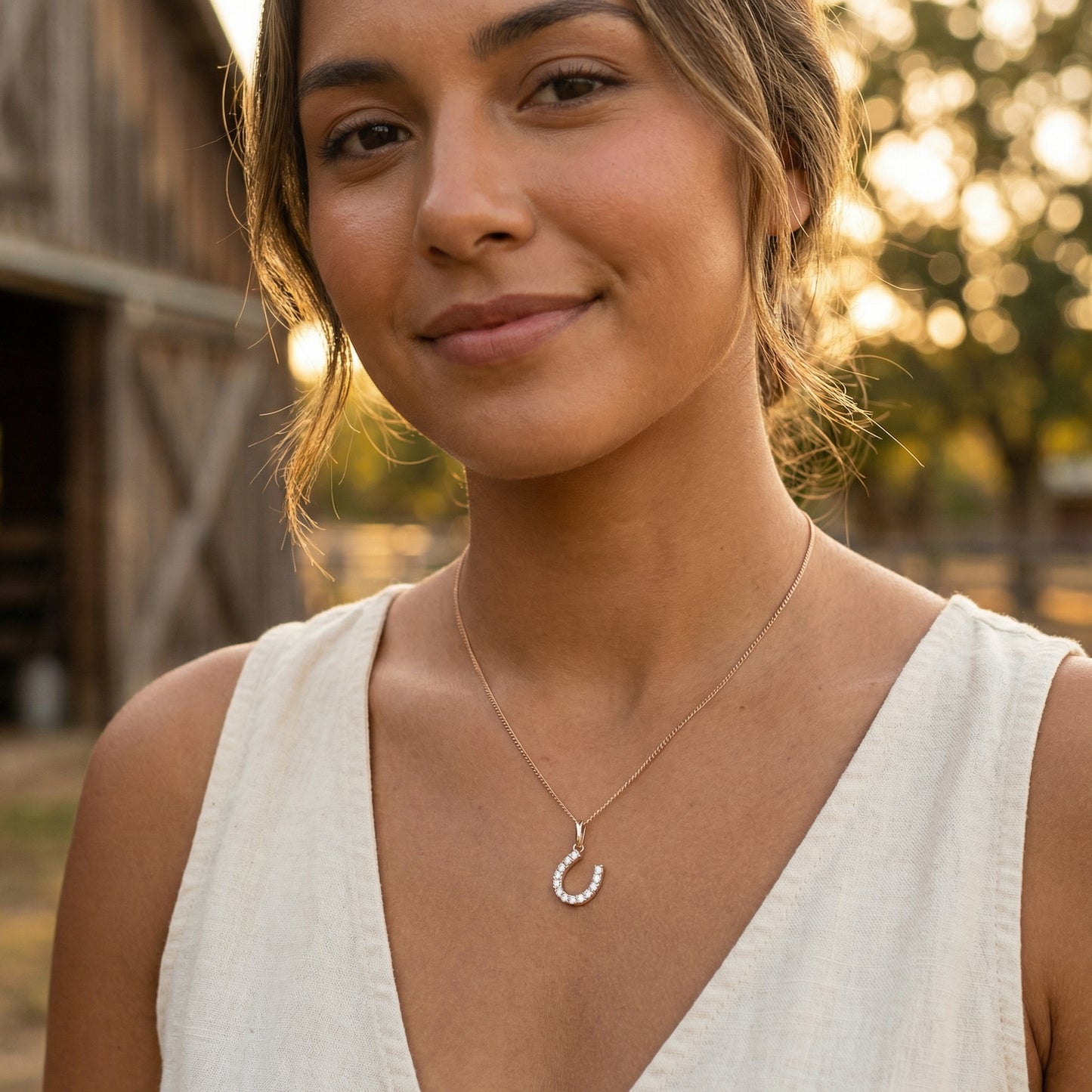 9ct Gold Sparkle Horseshoe Necklace - PEGASUS JEWELLERY
