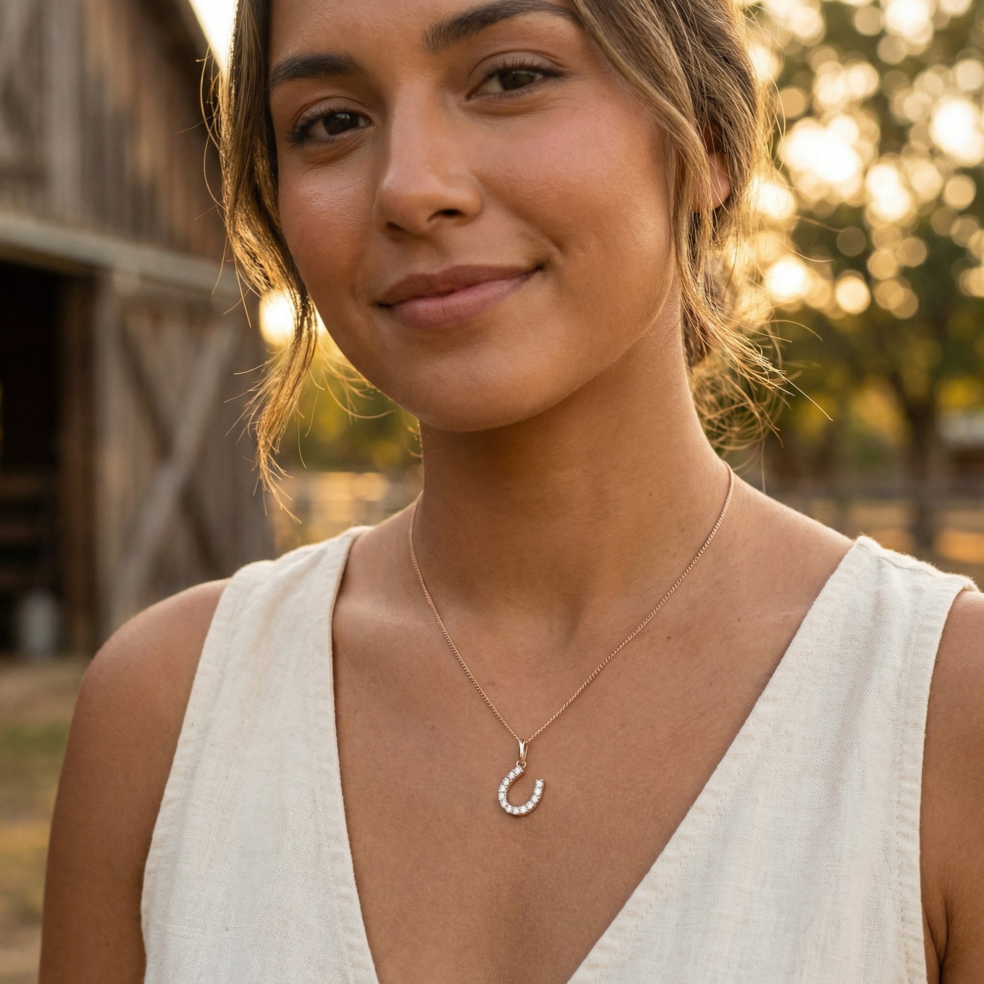 9ct Gold Sparkle Horseshoe Necklace - PEGASUS JEWELLERY