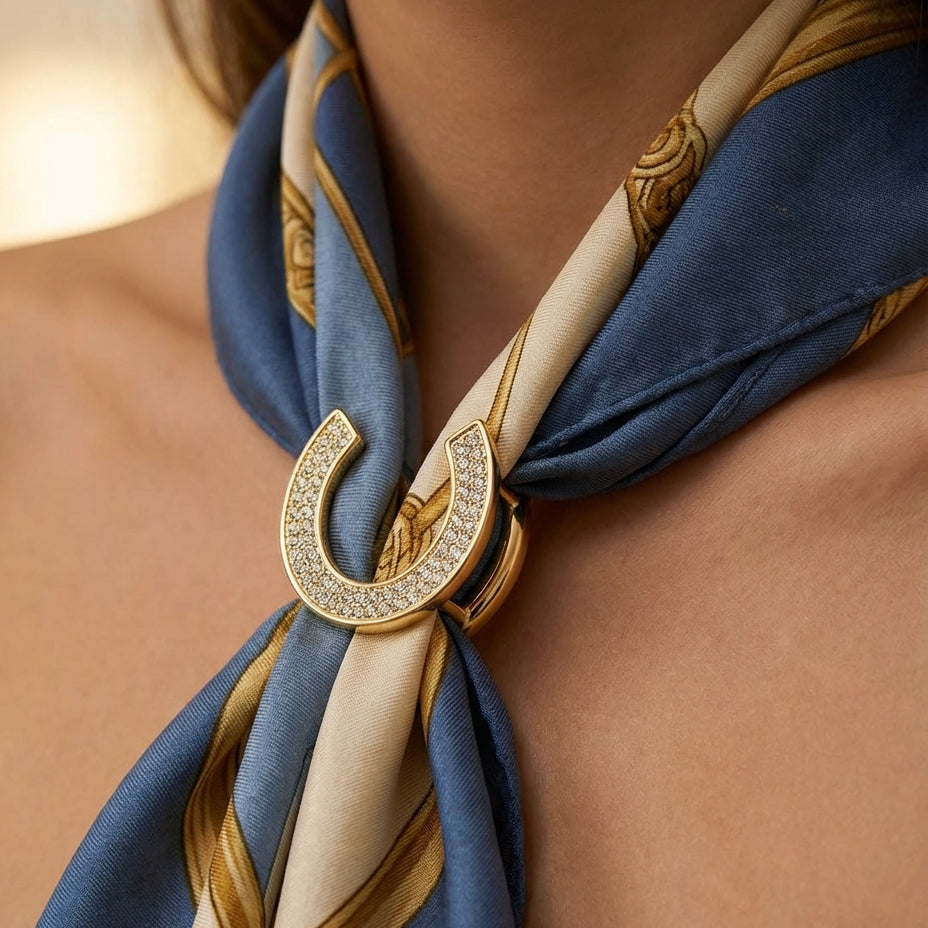 Limited Edition Horseshoe Scarf Ring - Gold - PEGASUS JEWELLERY