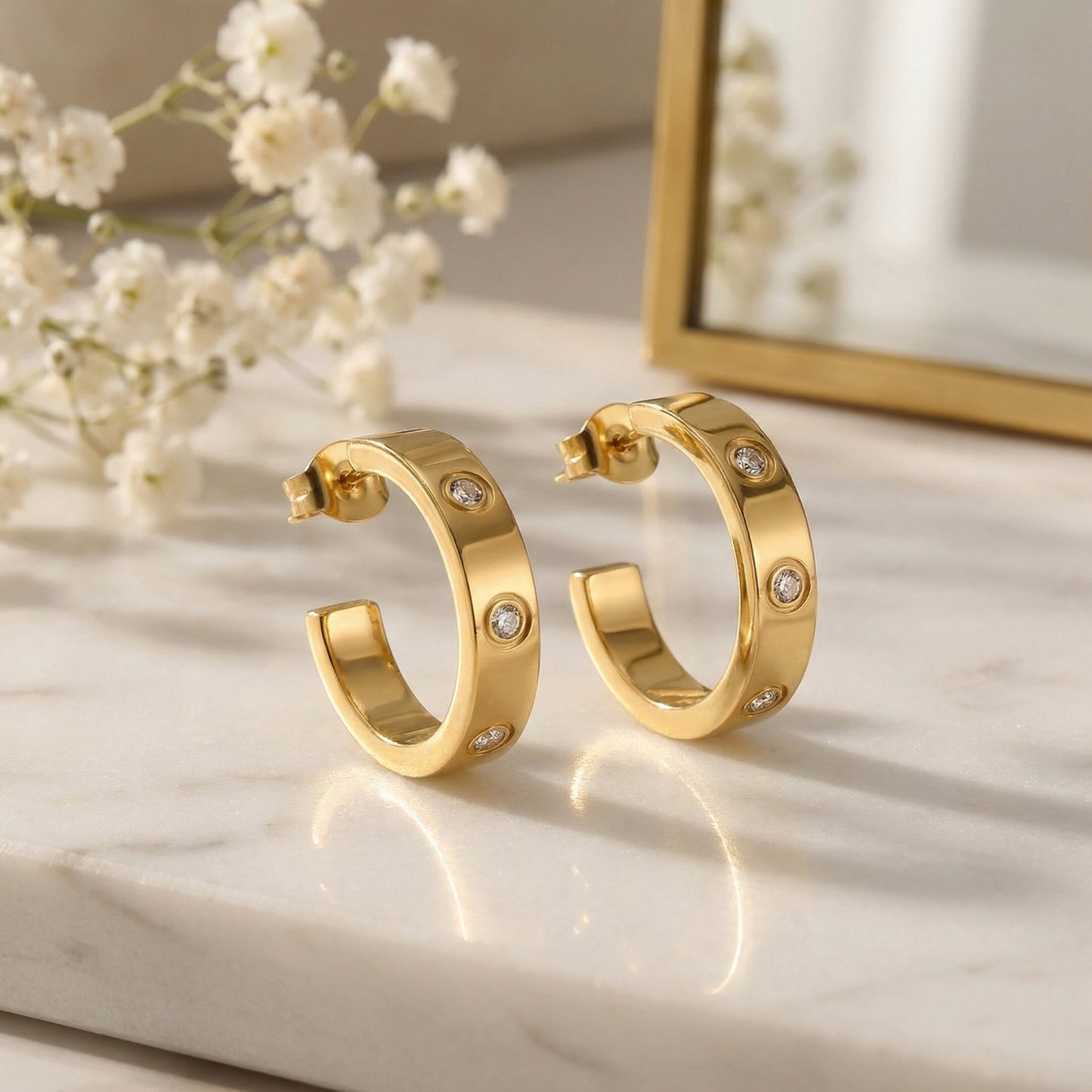 Sparkle Stud Hoop Earrings - PEGASUS JEWELLERY