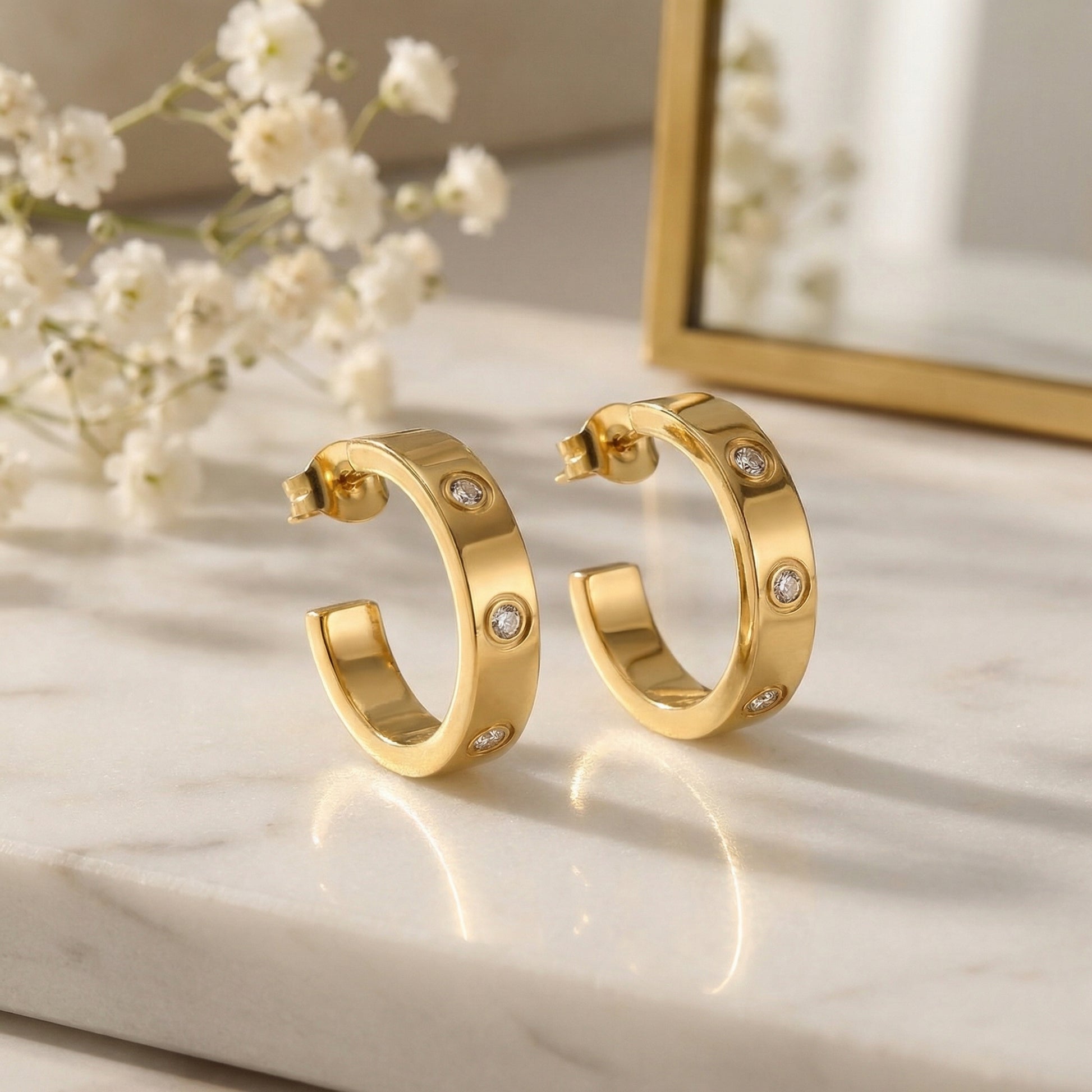 Sparkle Stud Hoop Earrings - PEGASUS JEWELLERY