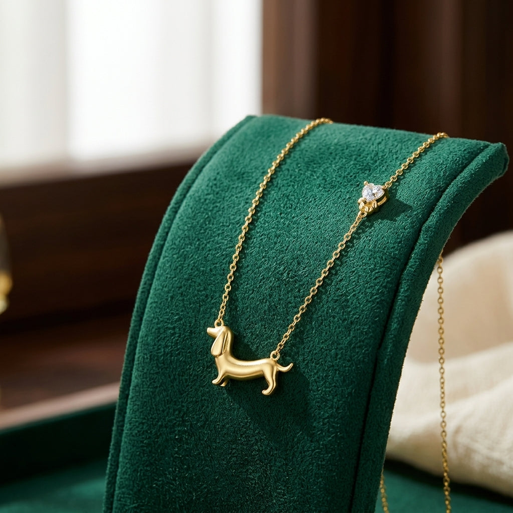 Dachshund Necklace- Gold - PEGASUS JEWELLERY