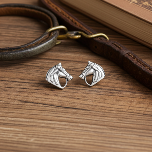 Bridled Horse Silver Earrings - PEGASUS JEWELLERY
