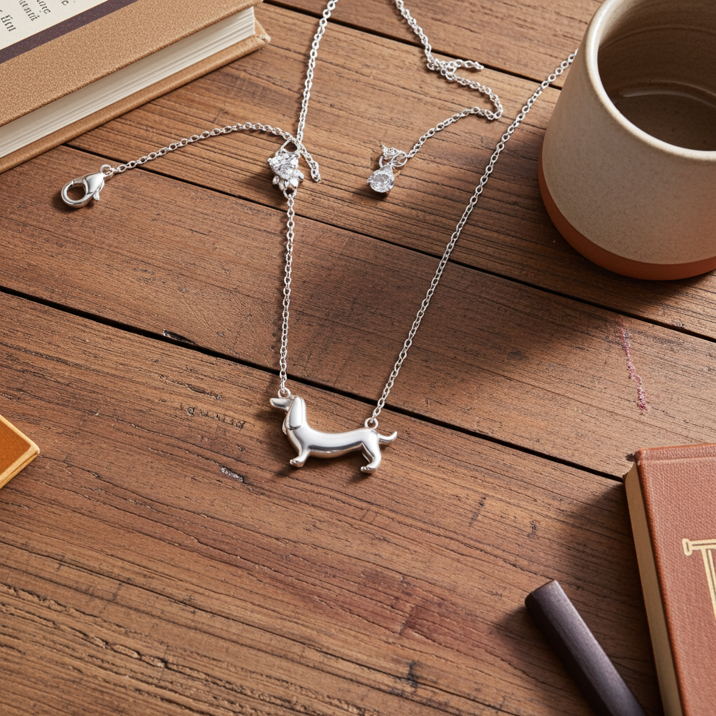 Dachshund Necklace- Silver