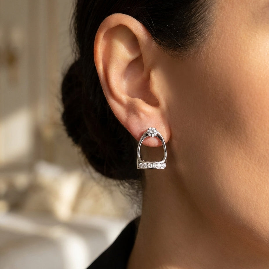 Sparkle Stirrup Stud Earring - PEGASUS JEWELLERY
