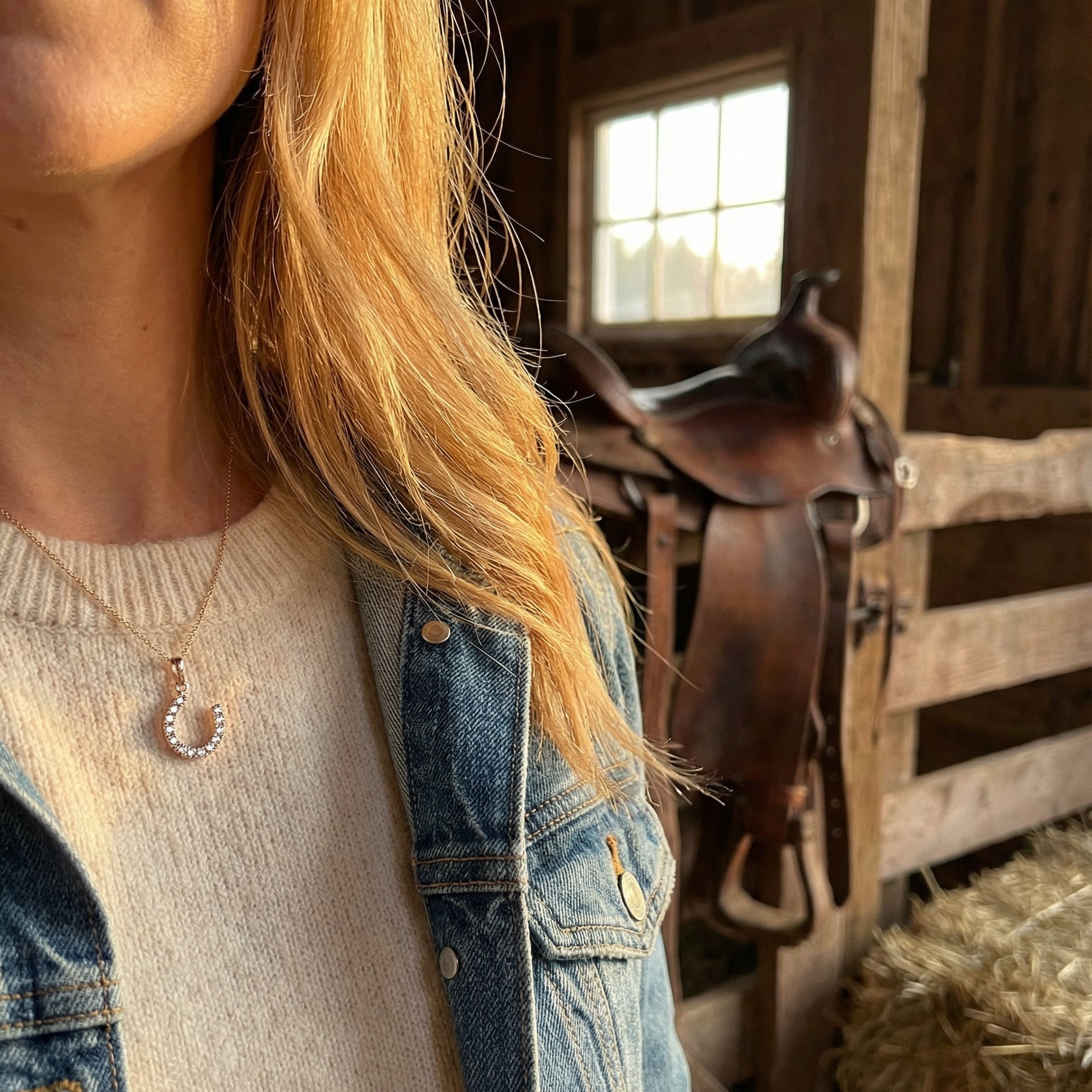 9ct Gold Sparkle Horseshoe Necklace - PEGASUS JEWELLERY
