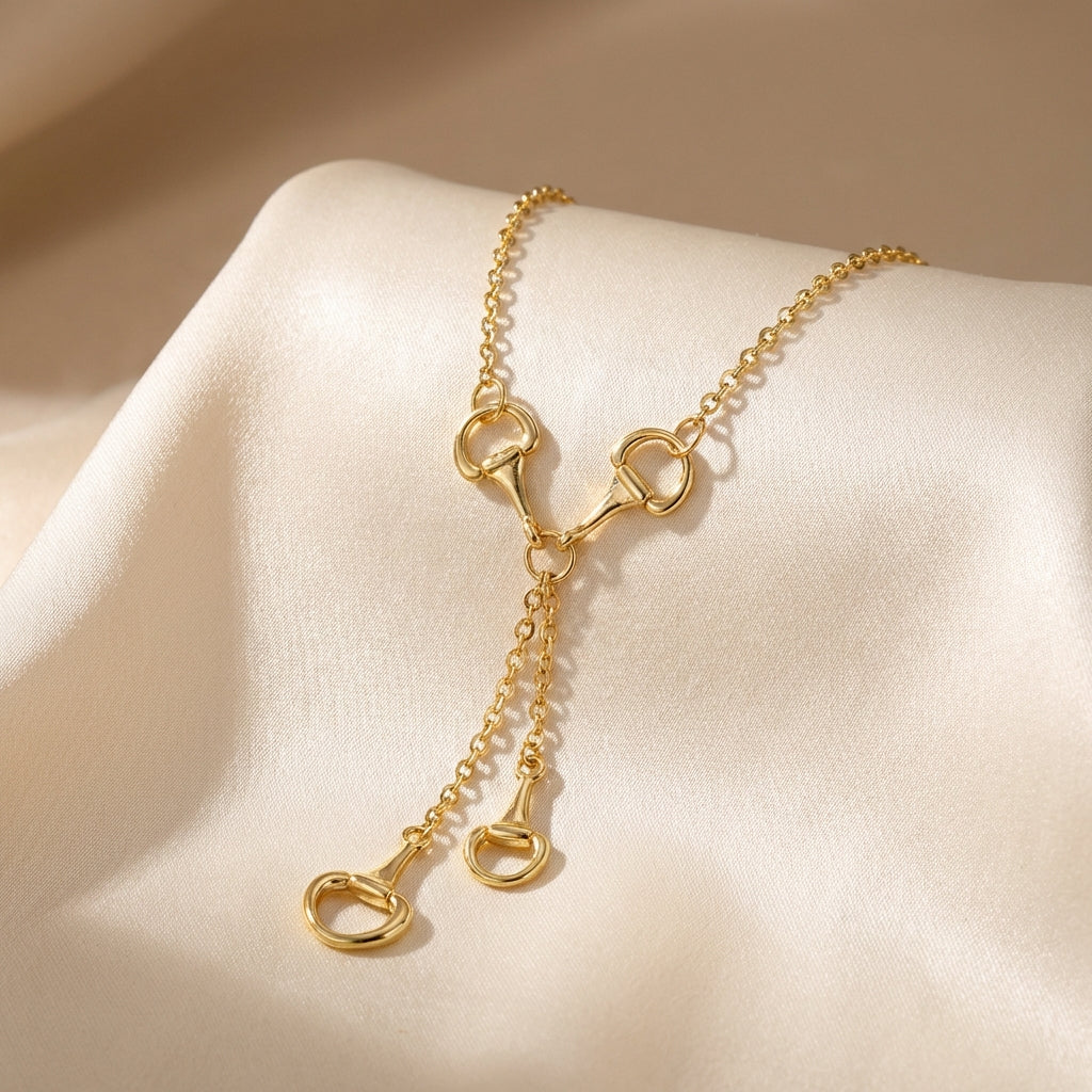 Waterfall Gold Snaffle Necklace