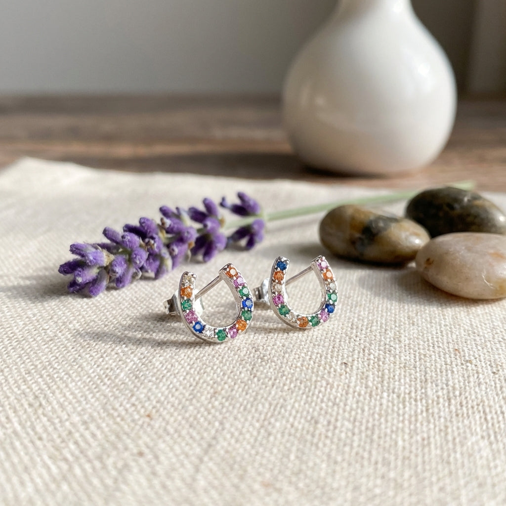 Rainbow Horseshoe Earrings - PEGASUS JEWELLERY