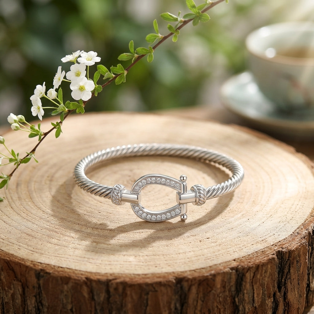 Horseshoe Sparkle Bangle - PEGASUS JEWELLERY