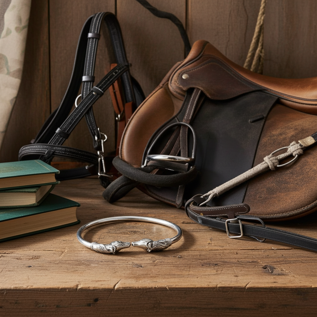 Equestrian Horses Head Torque Bangle - PEGASUS JEWELLERY