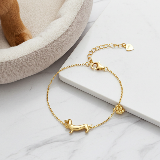Dachshund Bracelet- Gold - PEGASUS JEWELLERY