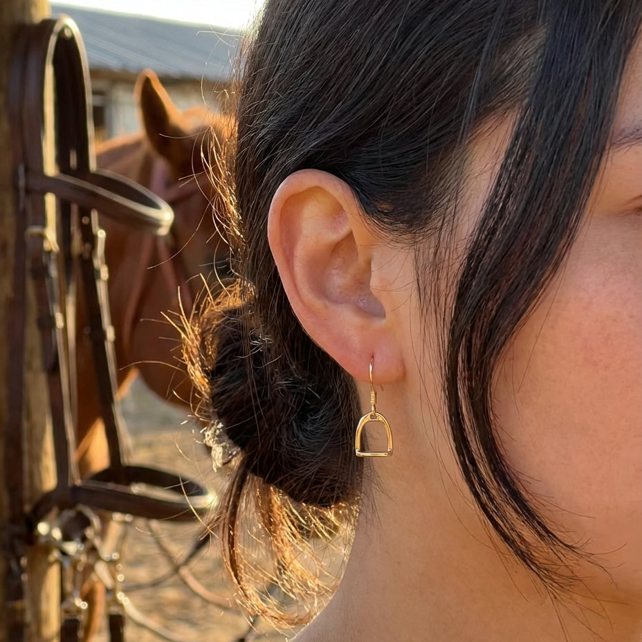 Gold Vermeil Sterling Silver Stirrup Earrings - PEGASUS JEWELLERY