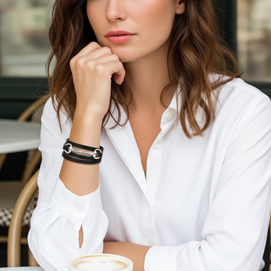 Leather Wrap Snaffle Bracelet - PEGASUS JEWELLERY