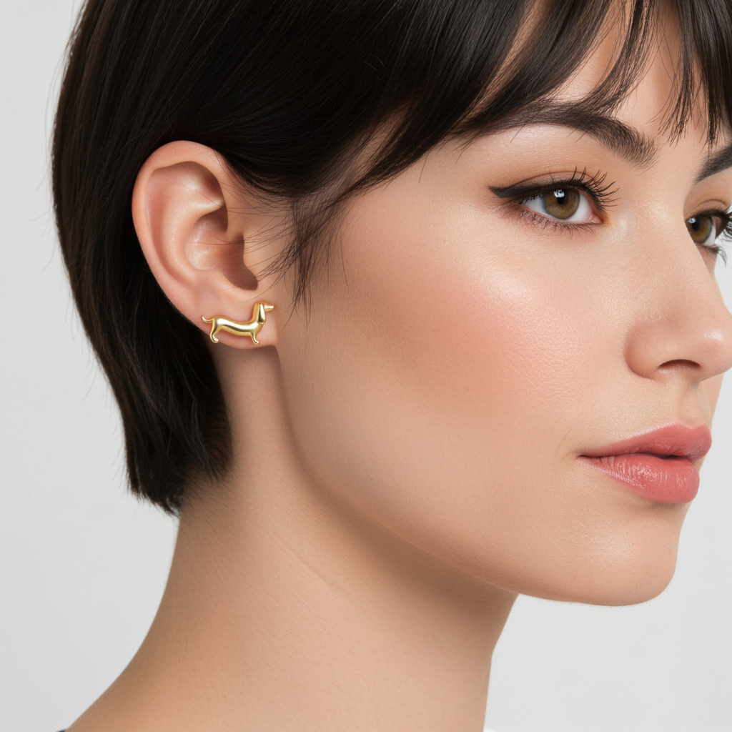 Dachshund Stud Earring- Gold