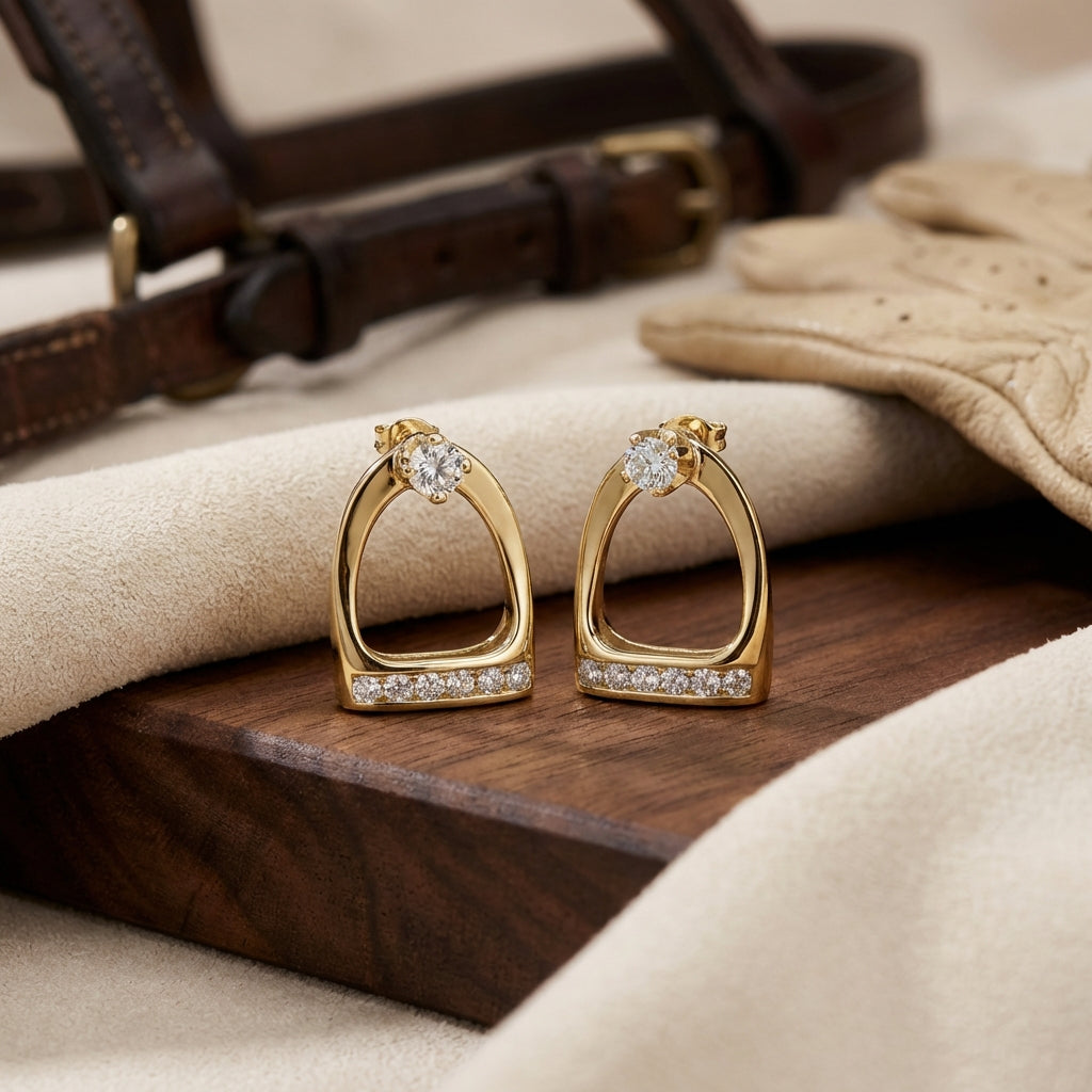 Gold Vermeil Sparkle Stirrup Stud Earring