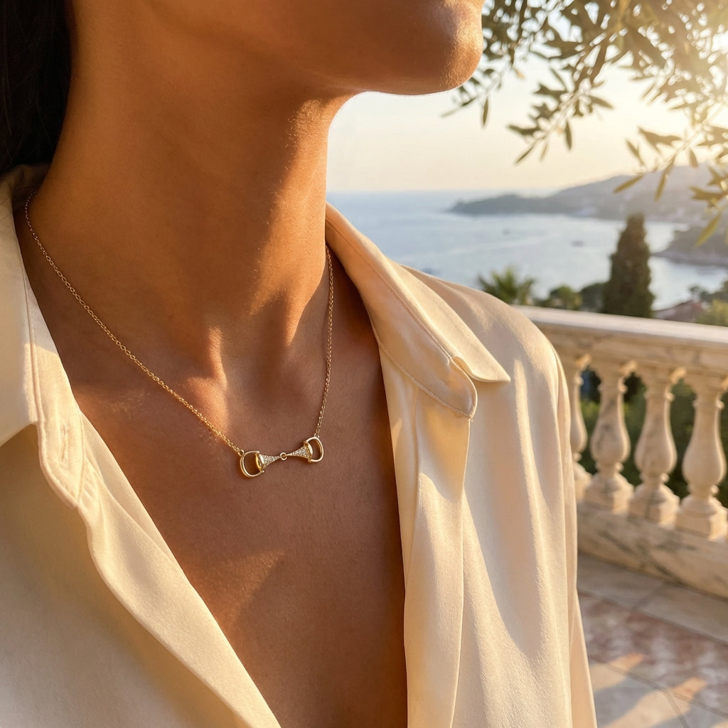 Sparkle Snaffle Necklace- Gold