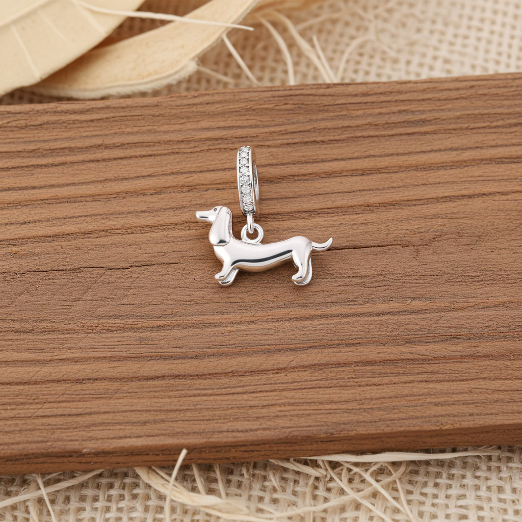 Dachshund Charm- Silver