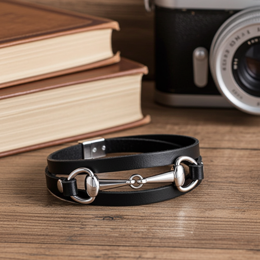 Leather Wrap Snaffle Bracelet - PEGASUS JEWELLERY
