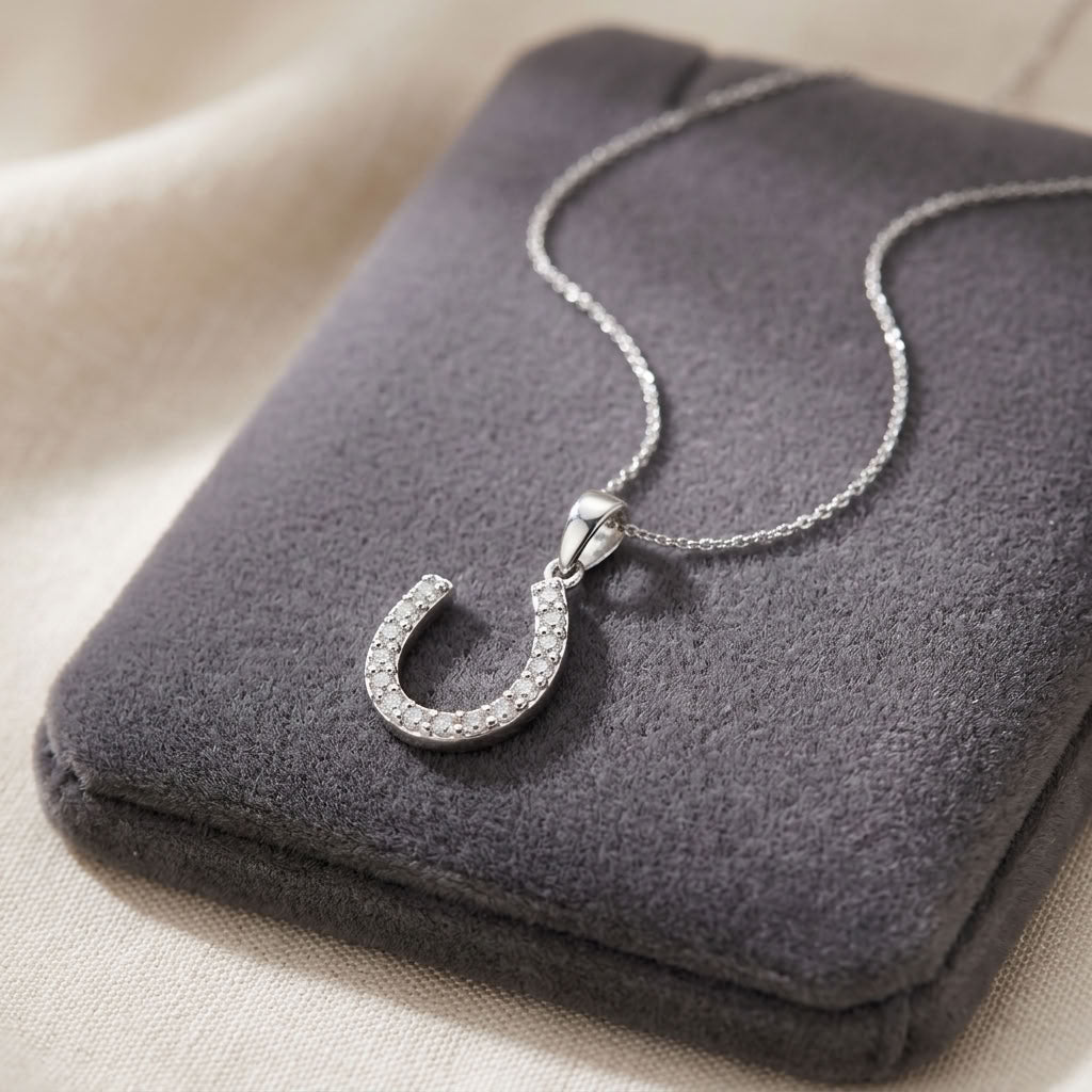 Silver Horseshoe Sparkle Necklace