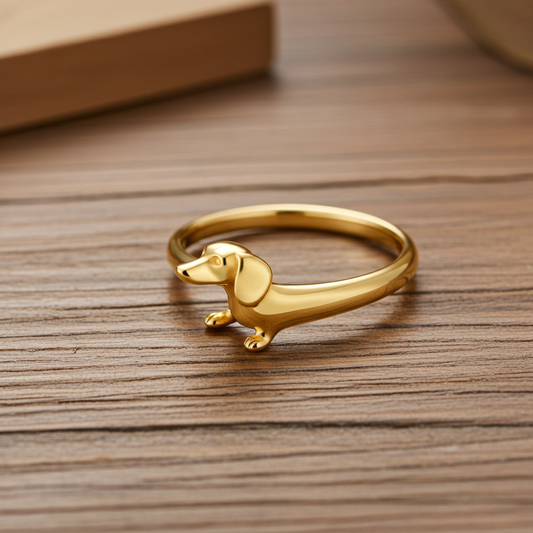 Dachshund Open Ring - Gold - PEGASUS JEWELLERY