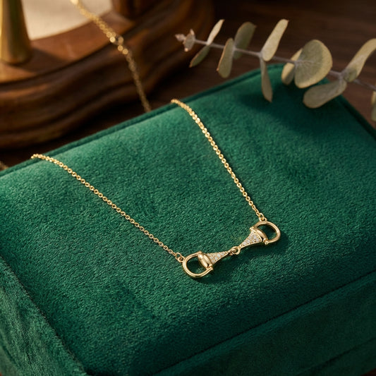 Sparkle Snaffle Necklace- Gold