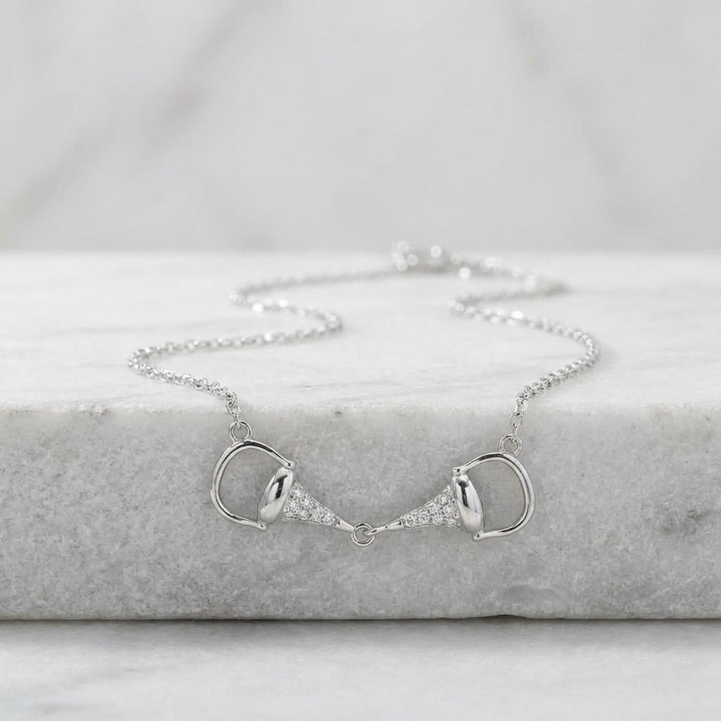Sparkle Snaffle Necklace- Silver - PEGASUS JEWELLERY