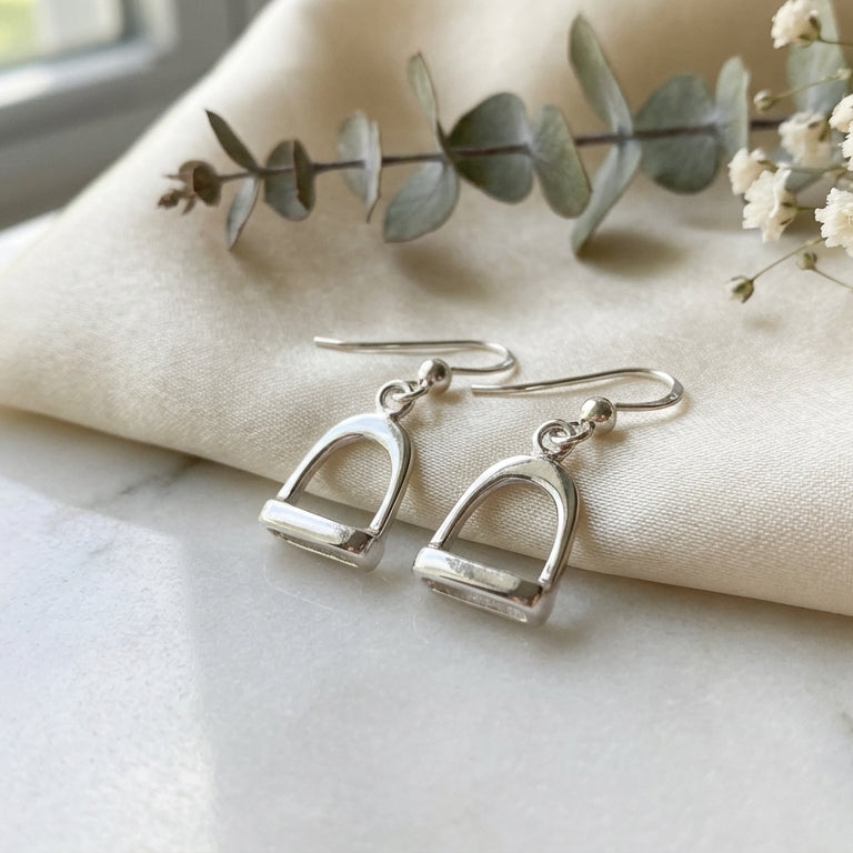 Silver Stirrup Drop Earrings - PEGASUS JEWELLERY