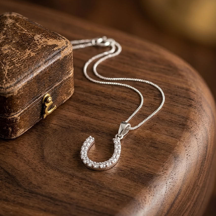 Silver Horseshoe Sparkle Necklace