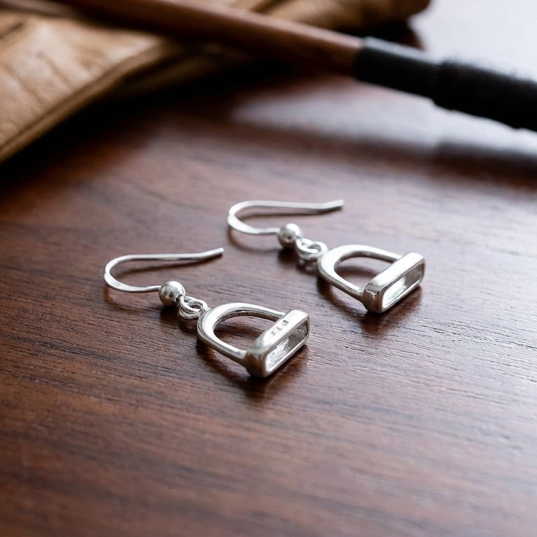 Silver Stirrup Drop Earrings - PEGASUS JEWELLERY