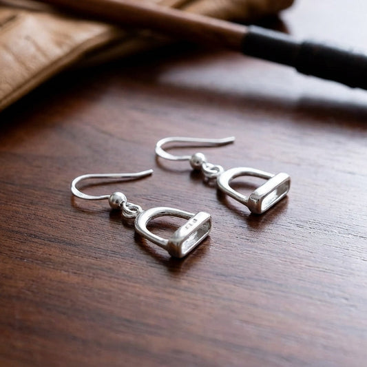 Silver Stirrup Drop Earrings