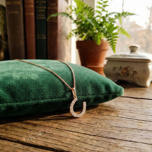 9ct Gold Sparkle Horseshoe Necklace - PEGASUS JEWELLERY