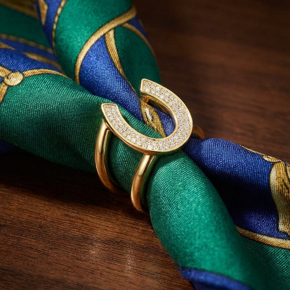 Limited Edition Horseshoe Scarf Ring - Gold - PEGASUS JEWELLERY