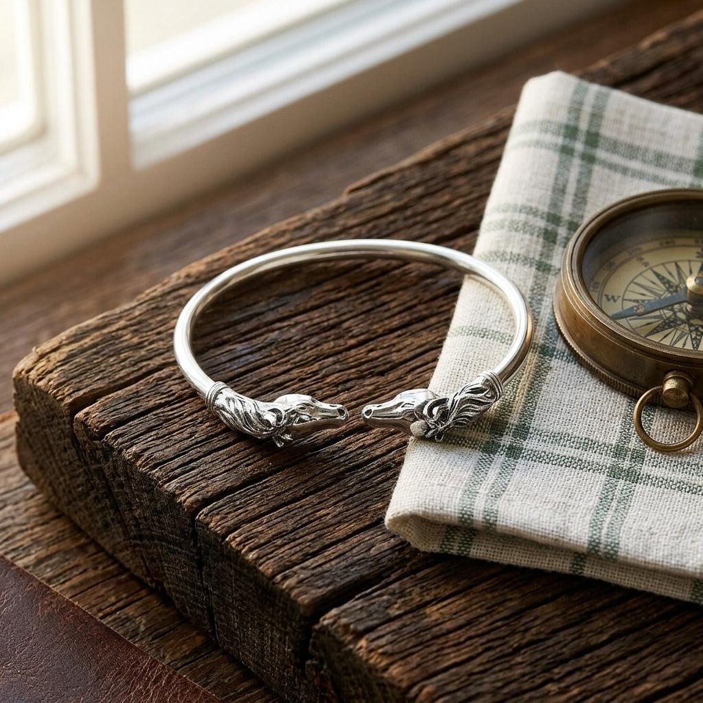 Equestrian Horses Head Torque Bangle - PEGASUS JEWELLERY