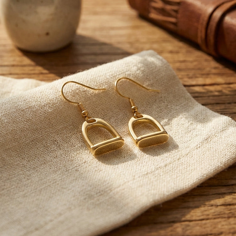 Gold Vermeil Sterling Silver Stirrup Earrings - PEGASUS JEWELLERY