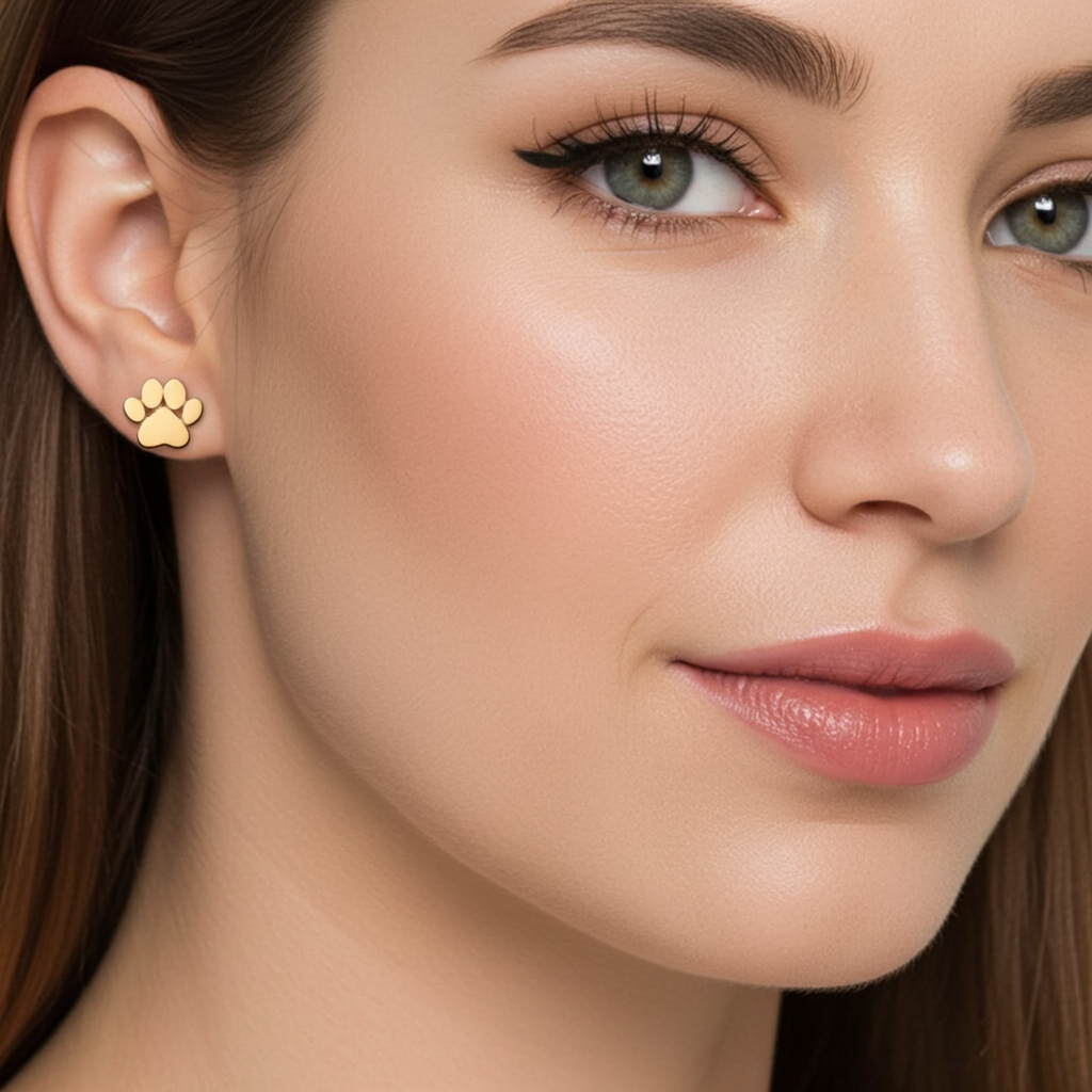 Gold Plated Paw Print Earrings