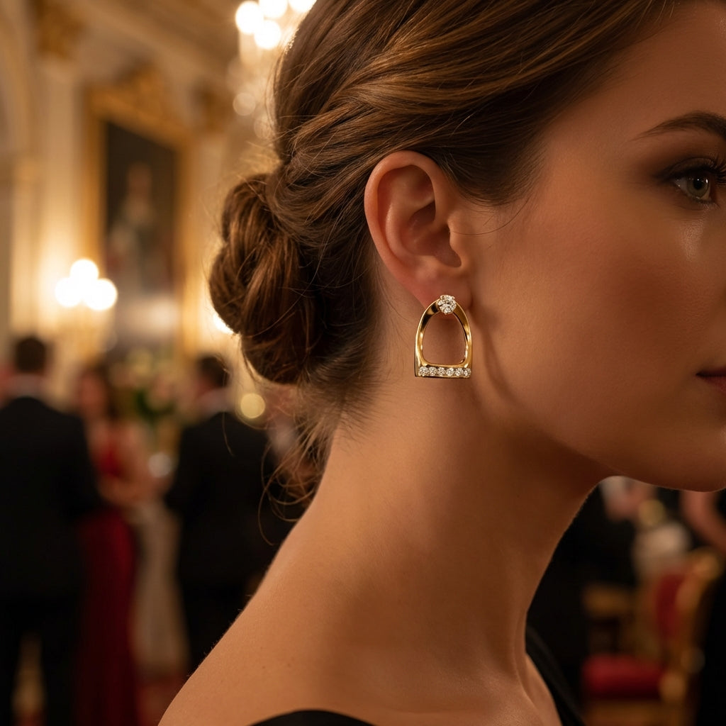 Gold Vermeil Sparkle Stirrup Stud Earring