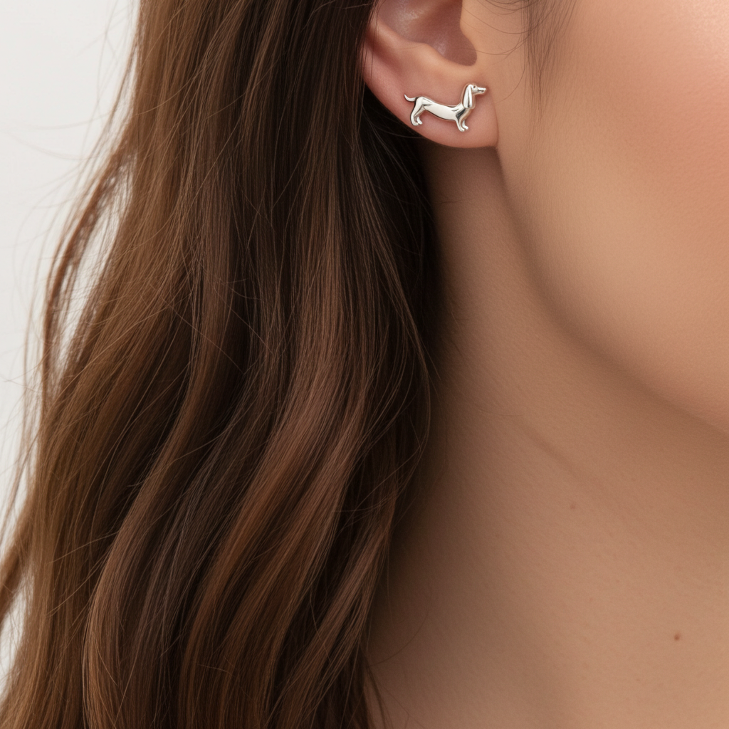 Dachshund Stud Earring- Silver